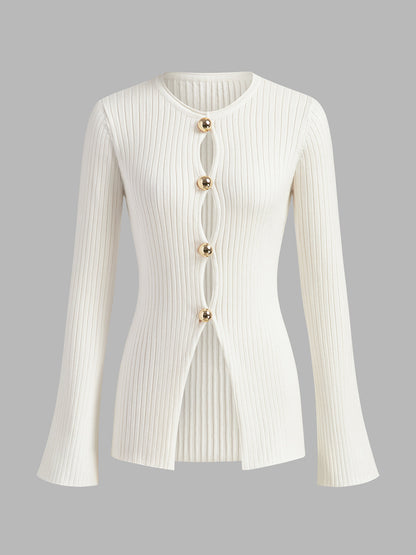 Shine Front Open Knit Shirt