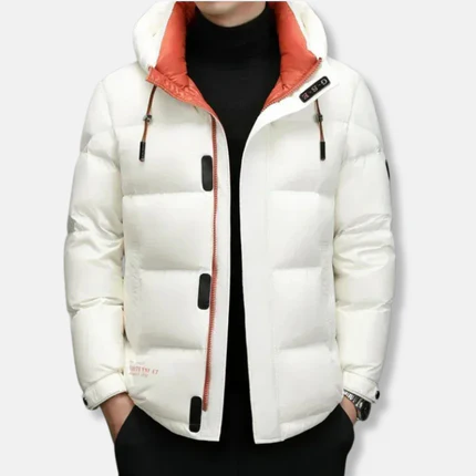 Waterproof Men's Puffer Jacket with Hood and Zipper - EasyApparels