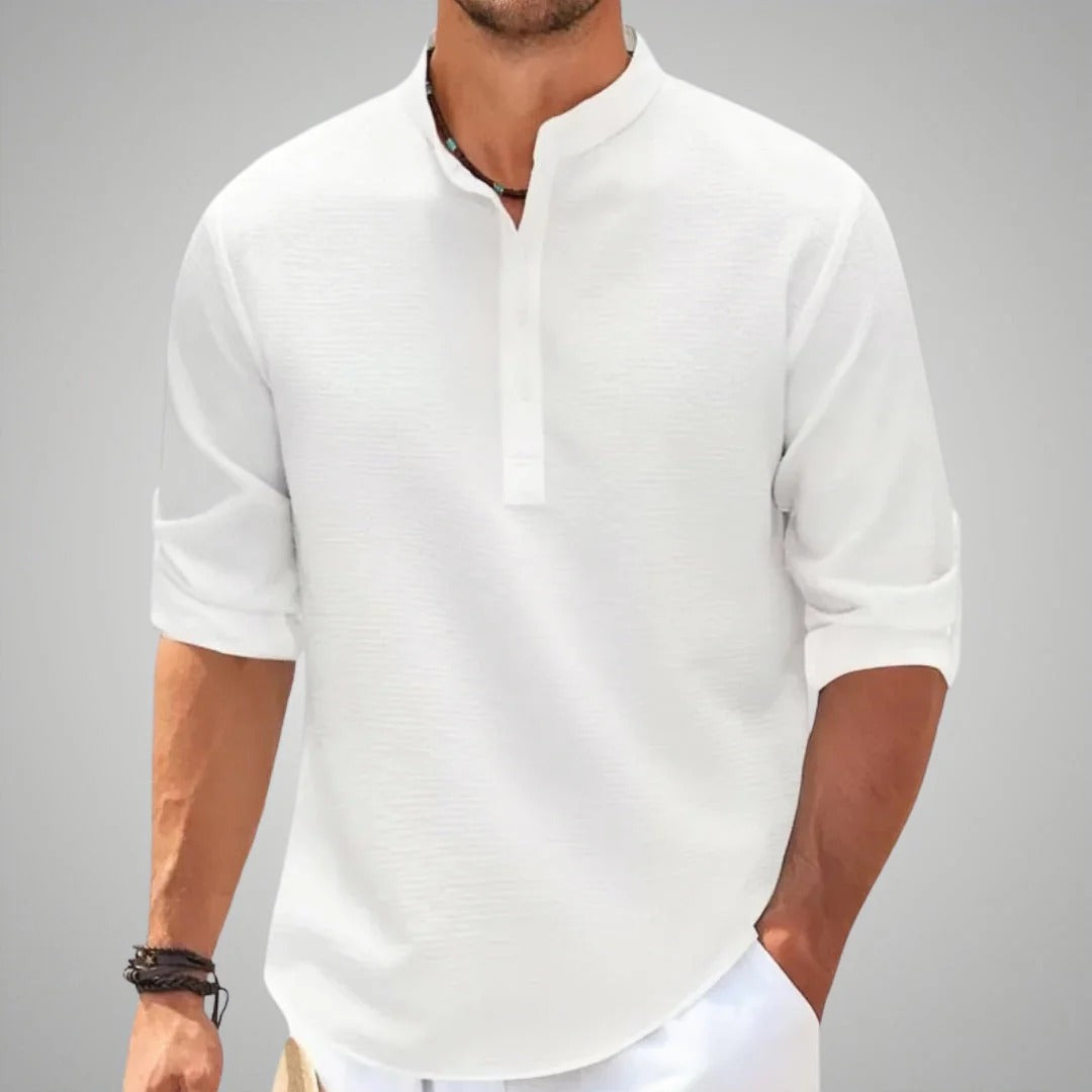 Casual Men's Shirt Loose Fit Breathable 3/4 Sleeves