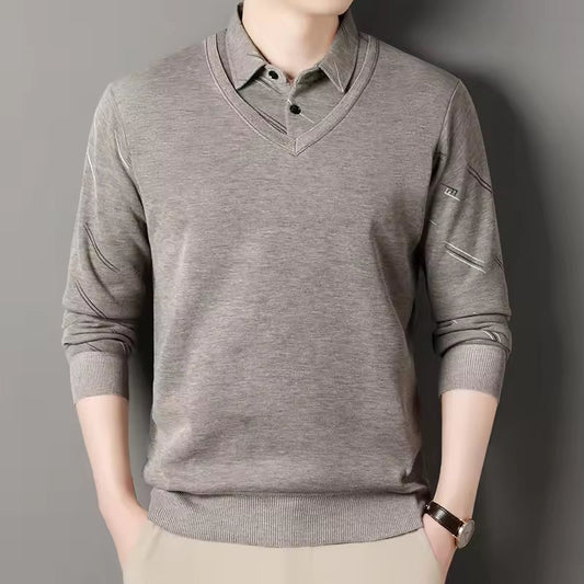 Classic Fit Men's Fleece Sweater V Neck Polo - EasyApparels