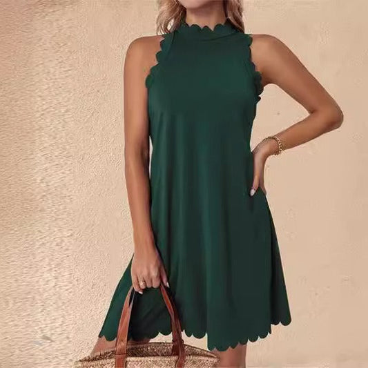 Short Sleeveless A-Line Mini Dress in Soft Cotton - EasyApparels