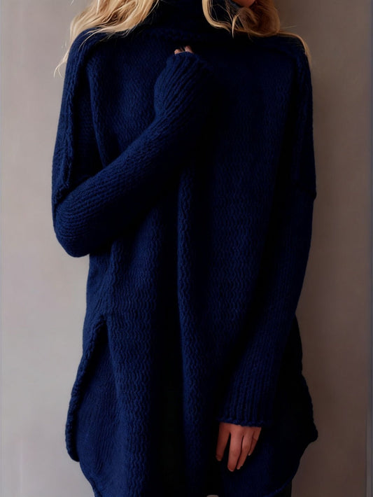 Cozy Oversized Turtleneck Sweater Dress - Luxicro