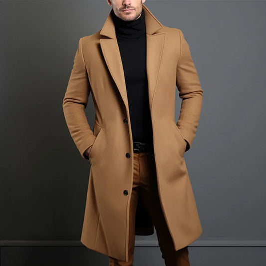 Luxury Mens Wool Overcoat - Navy Black Beige - EasyApparels