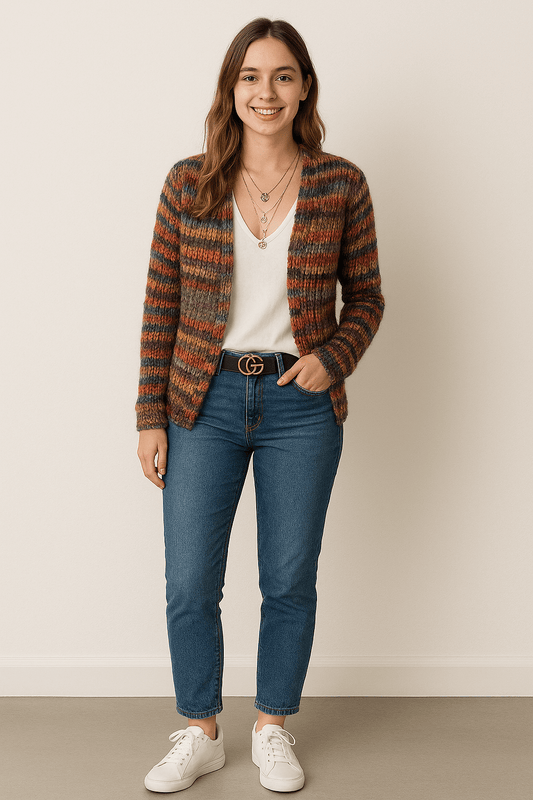 Colorful Knitted Open Front Cardigan - EasyApparels