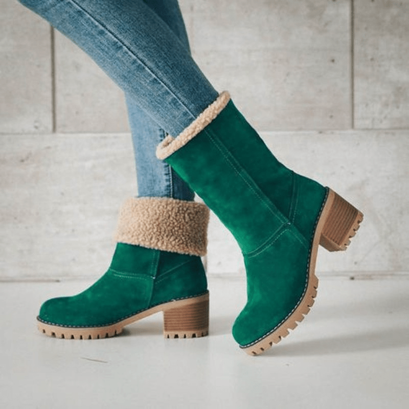 Warm Waterproof Mid Calf Suede Women's Boots - Luxicro