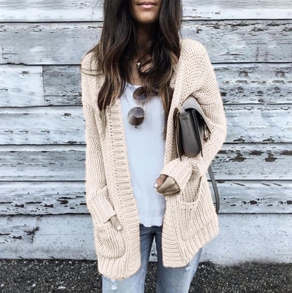 Cozy Open Front Women's Cardigan Sweater with Pockets