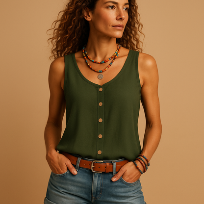 Women's Warm Weather Tank V-Neck Top - EasyApparels