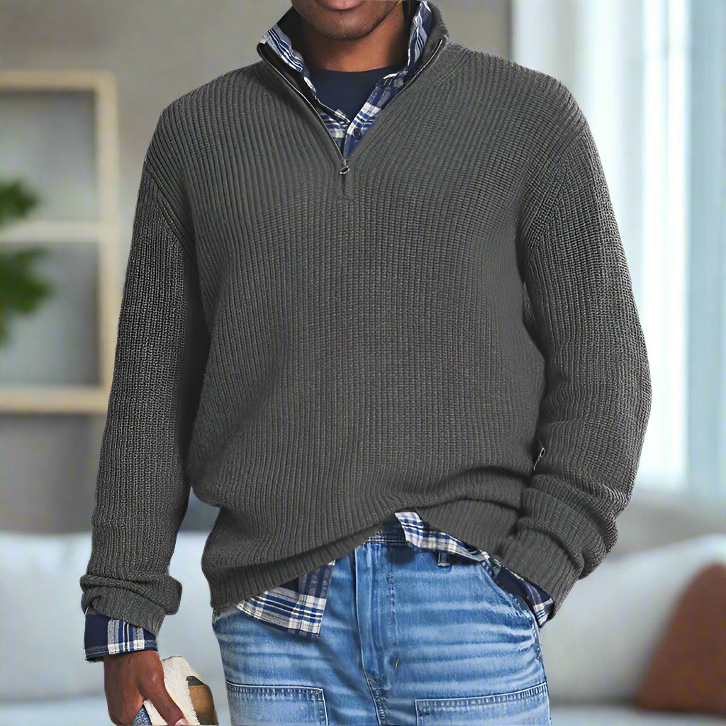 Casual Men's Long Sleeve Knit Sweater - EasyApparels