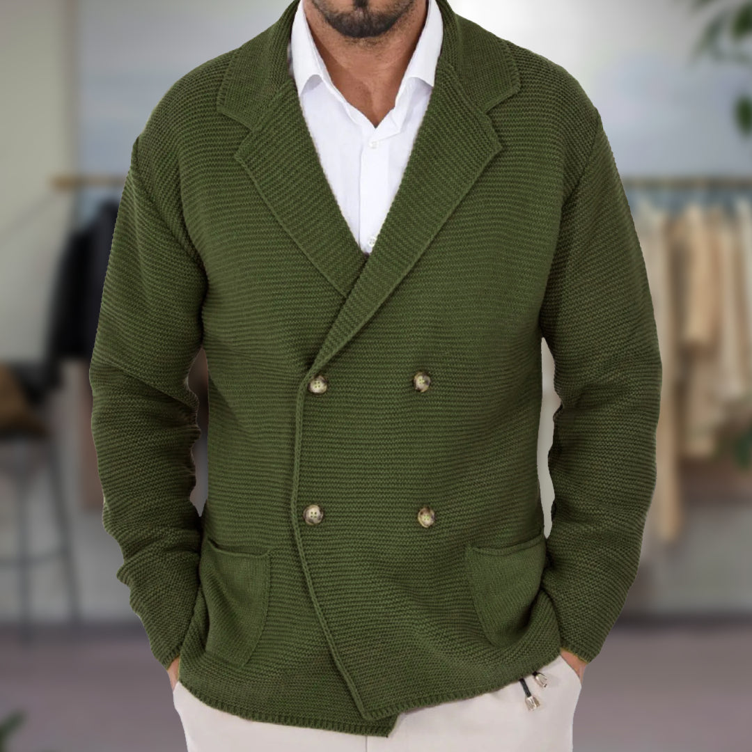 Classic Double Breasted Men's Cardigan Sweater