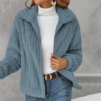 Warm Comfortable Women's Cardigan - Oversized Wrap Collar, Fuzzy Knit
