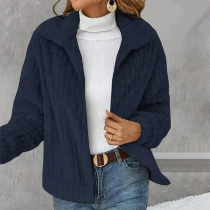 Warm Comfortable Women's Cardigan - Oversized Wrap Collar, Fuzzy Knit
